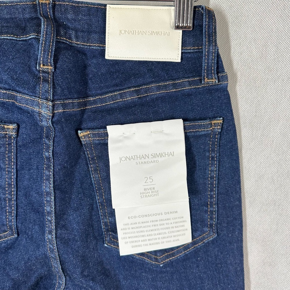 Jonathan Simkhai Standard River High Rise Straight Jean Rin Rinse Size 25 - Picture 4 of 11